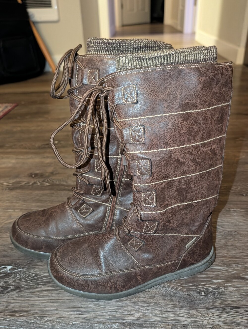 Y2K Brown Lace-Up Winter Boots
